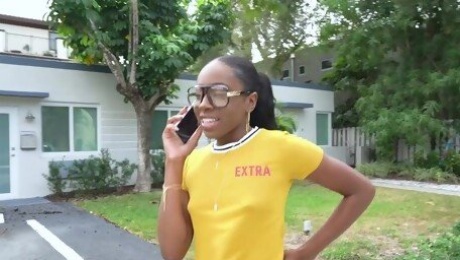 Black slut Amari Anne has to suck a dick before getting fucked