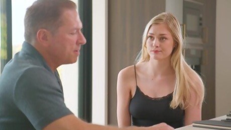 Superb blonde leaves stepdad undress her and gently fuck her peach in crazy manners