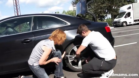 Grannys Pussy Gets Pounded in the Parking Lot