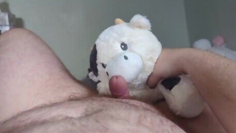 Plushie cow milks my udder, triple orgasm